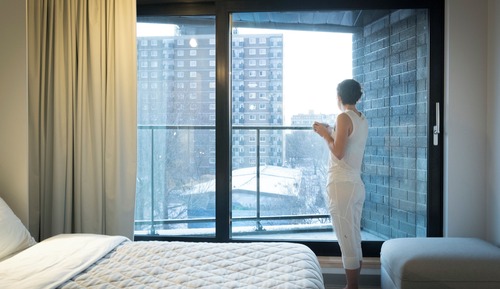 Estudio Grand, 1 cama de matrimonio, accesible para personas con discapacidad, balcón