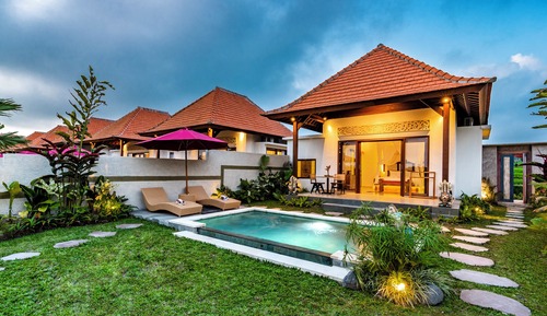 Villa Deluxe, 1 cama de matrimonio grande, piscina privada, vistas al jardín