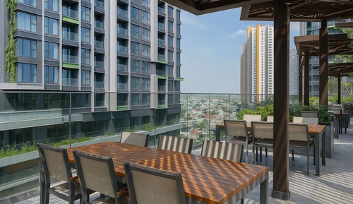 Apartamento de diseño, 1 habitación, balcón, vistas a la ciudad