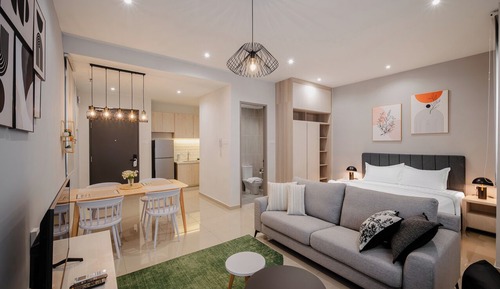 Estudio, 1 cama de matrimonio grande, vistas a la ciudad