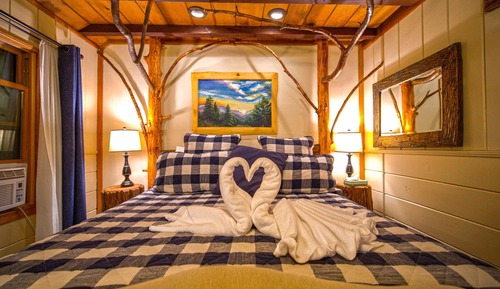 Cabaña, 1 cama de matrimonio grande, cocina, vistas a la montaña