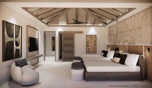 Bungalow, 2 camas de matrimonio, frente al mar (Club Azure)