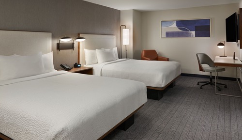 Habitación, 2 camas de matrimonio, vistas a la ciudad