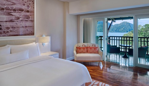 Habitación, 1 cama de matrimonio grande, vistas parciales al mar