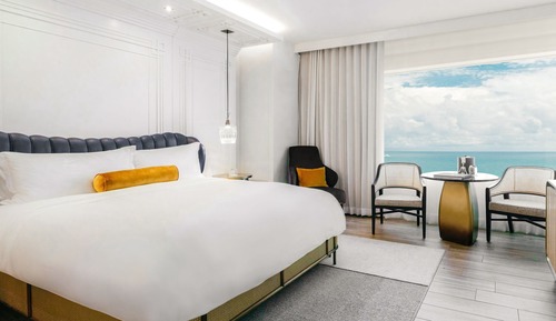 Habitación, 1 cama de matrimonio grande, no fumadores, vistas parciales al mar