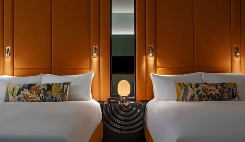 Habitación, 2 camas de matrimonio, vistas al parque