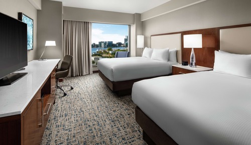 Habitación, 2 camas de matrimonio, vistas a la ciudad