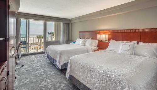 Habitación, 2 camas de matrimonio, balcón, frente al mar (Balcony)