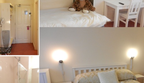 Habitación familiar, varias camas, bañera, vistas al jardín