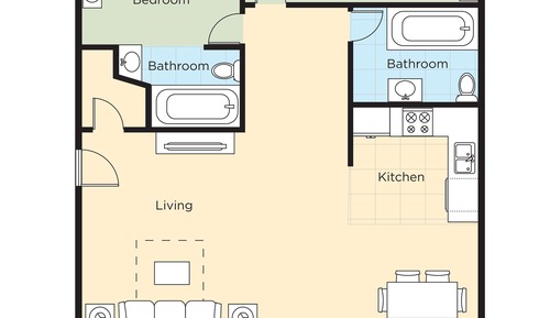 Apartamento, 2 habitaciones, cocina