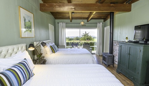 Habitación, 2 camas dobles, terraza, vistas al mar