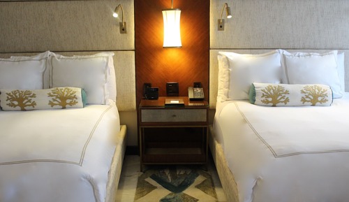 Habitación, 2 camas de matrimonio, vistas al mar, en una planta alta