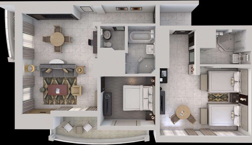 Habitación, 2 habitaciones, terraza, frente al mar (Commodore)