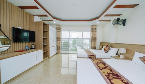 Habitación familiar con 1 cama doble o 2 individuales, vistas a la playa