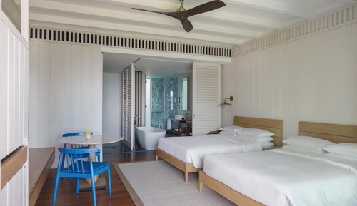 Habitación, 2 camas de matrimonio, vistas al mar