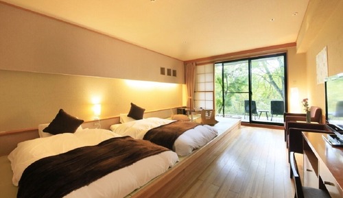 Habitación superior con 2 camas individuales, terraza (Japanese-Style)