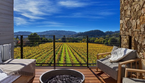 Habitación, 2 camas de matrimonio, balcón, vistas al viñedo