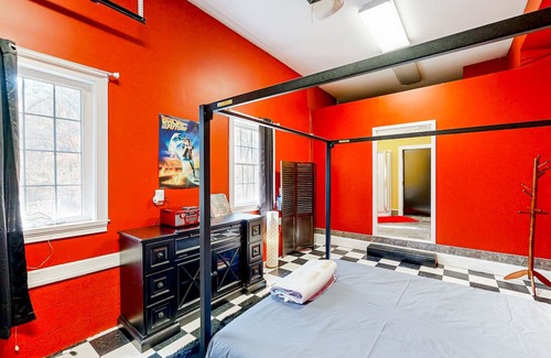 Rock Hill Cabaña | Unique and retro stay on the river with grill, hot tub, pool, & W/D access