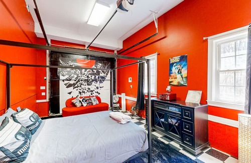 Rock Hill Cabaña | Unique and retro stay on the river with grill, hot tub, pool, & W/D access