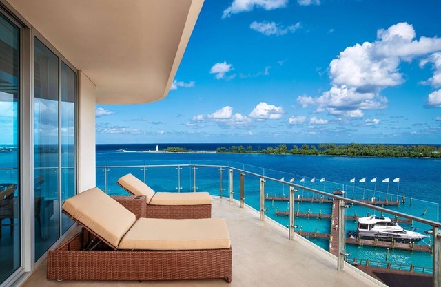 Margaritaville Marina One Bedroom King Suite with Living Room and Oceanfront.