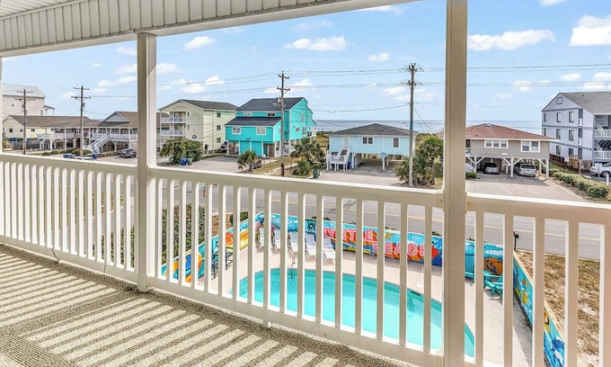 North Myrtle Beach Casa | Brand New! Private Pool, Ocean Views, Game Room, Across From Beach